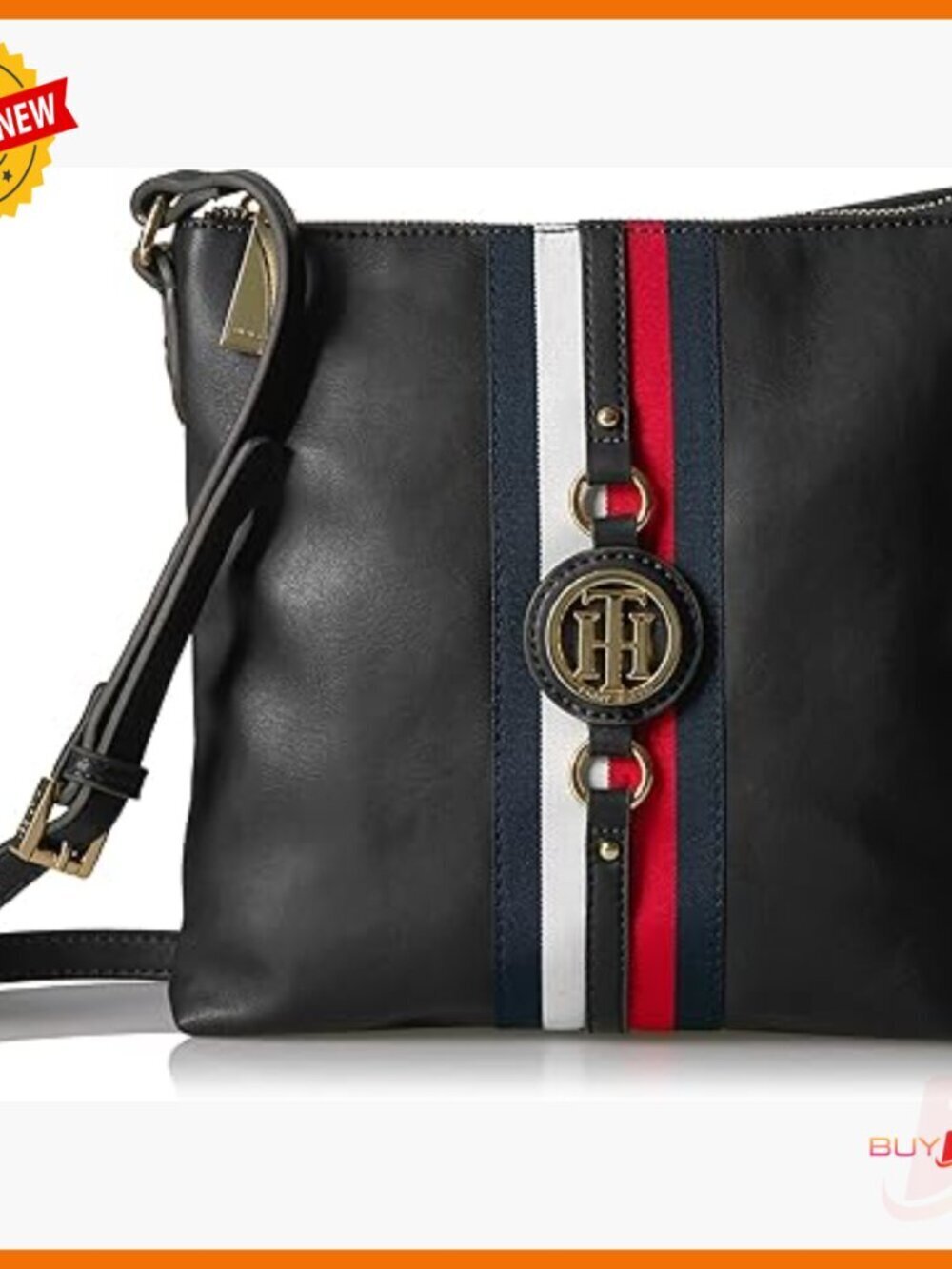 Adjustable Vegan Leather Crossbody Bag with Zipper Closure and Pockets